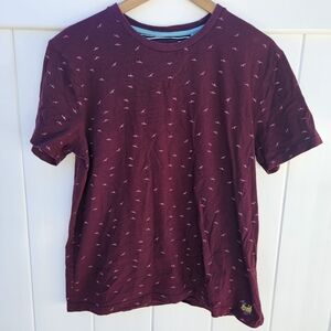 Denim and Flower Maroon Short Sleeve T-Shirt Size L